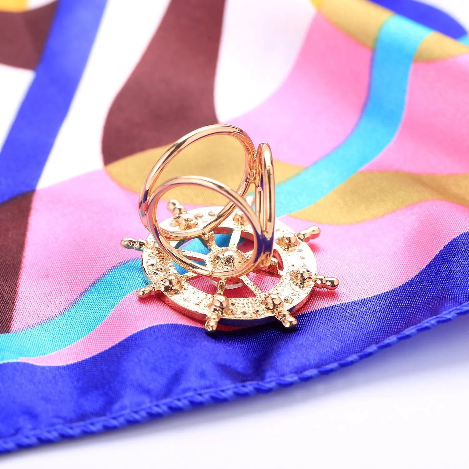 Women's Fashion Silk Scarf Buckle Gold Crystal Clip Ring BUK001