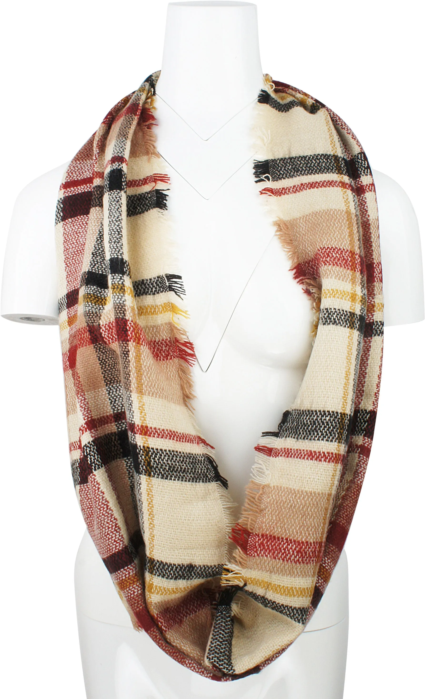 Womens Light Weight Plaid Tartan Winter Infinity Circle Loop Scarf