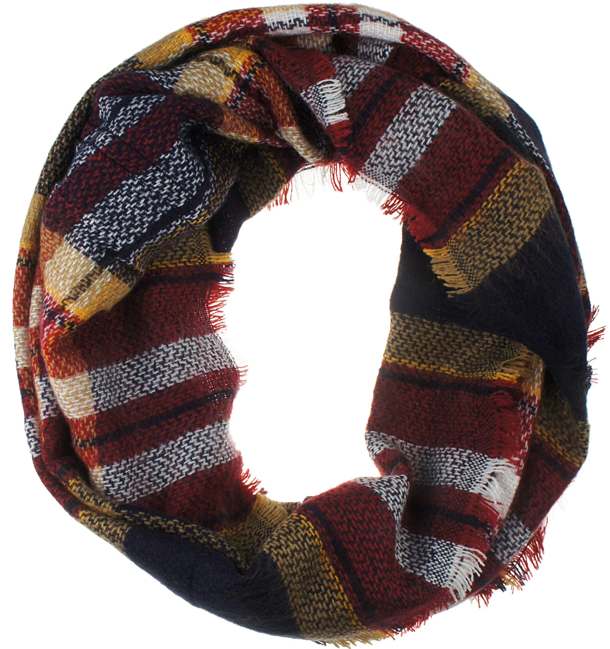 Womens Light Weight Plaid Tartan Winter Infinity Circle Loop Scarf