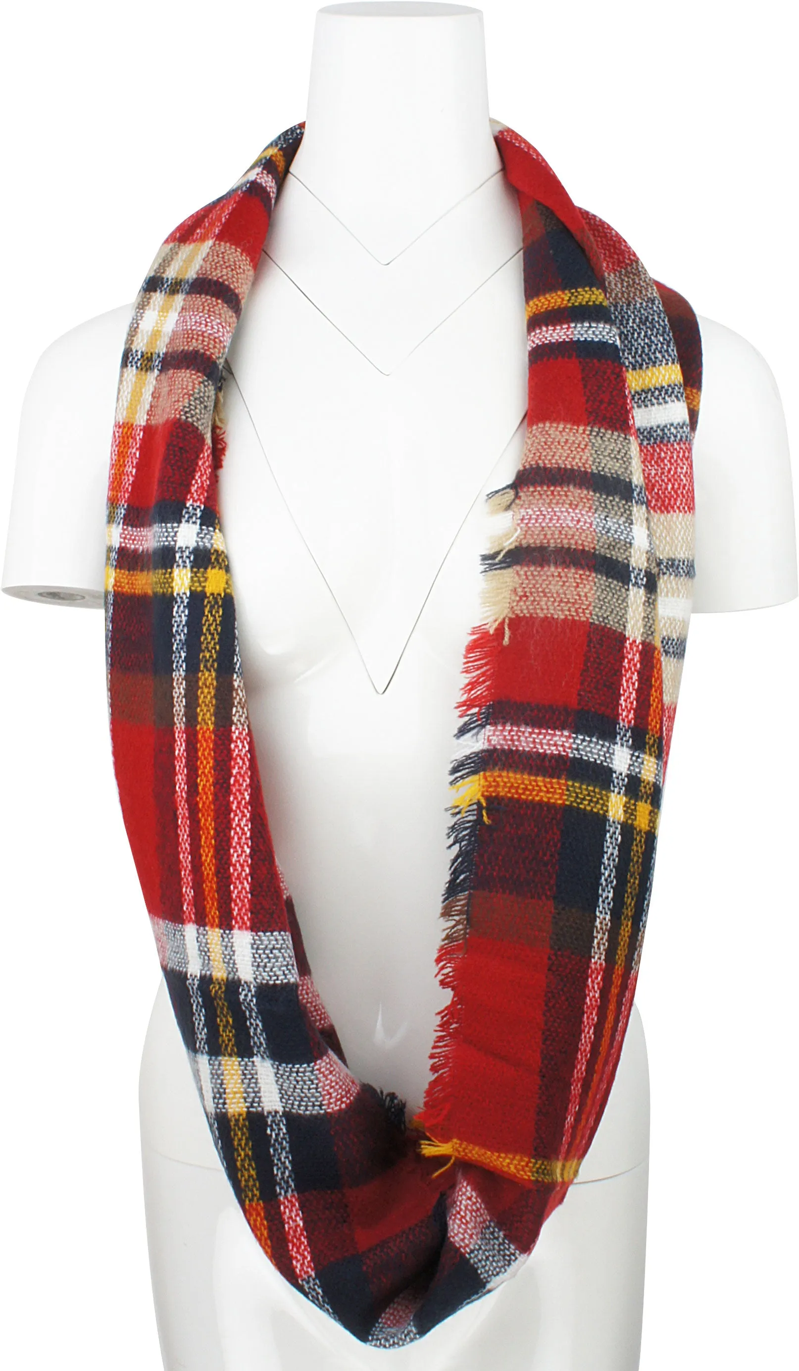 Womens Light Weight Plaid Tartan Winter Infinity Circle Loop Scarf