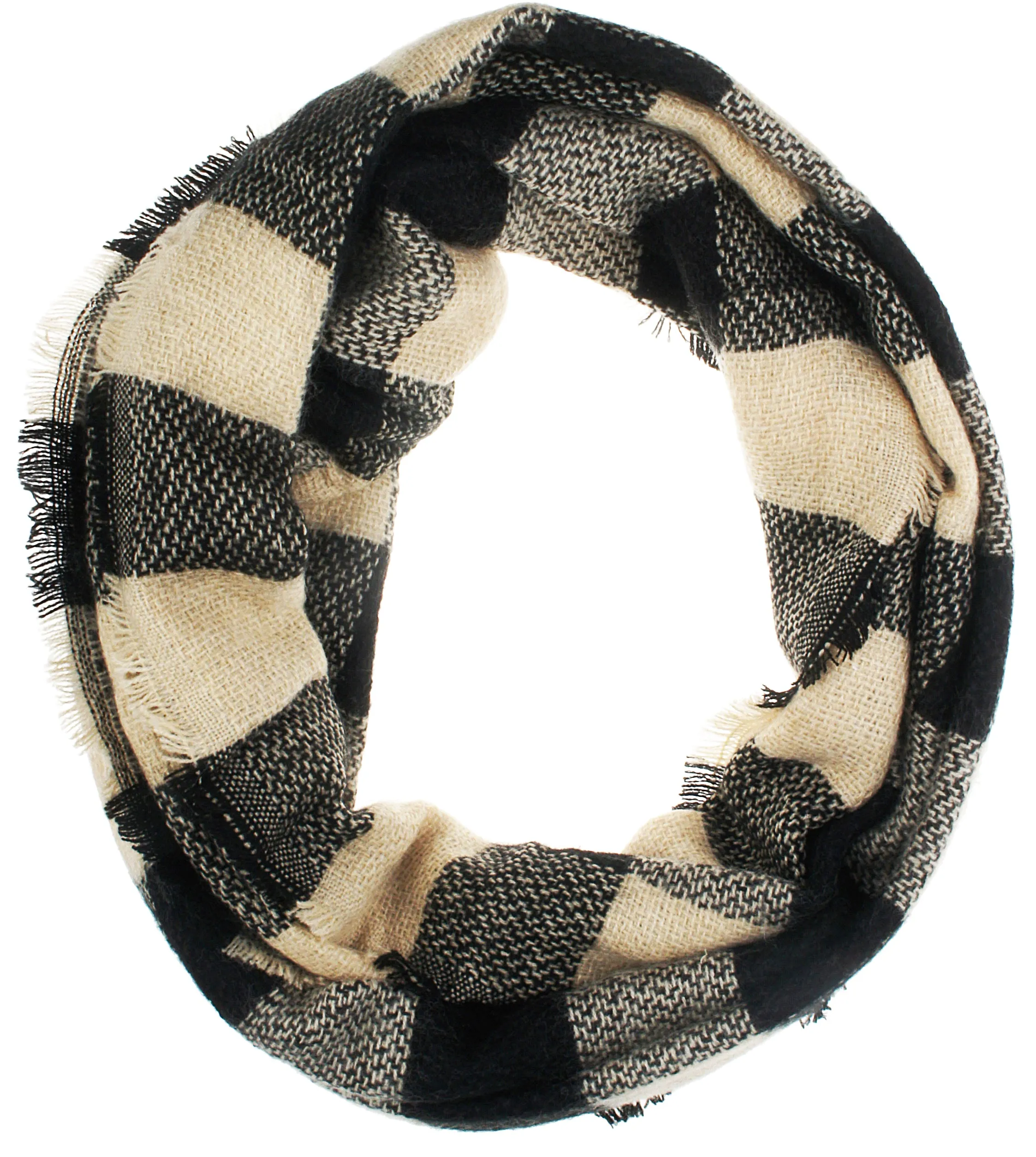 Womens Light Weight Plaid Tartan Winter Infinity Circle Loop Scarf