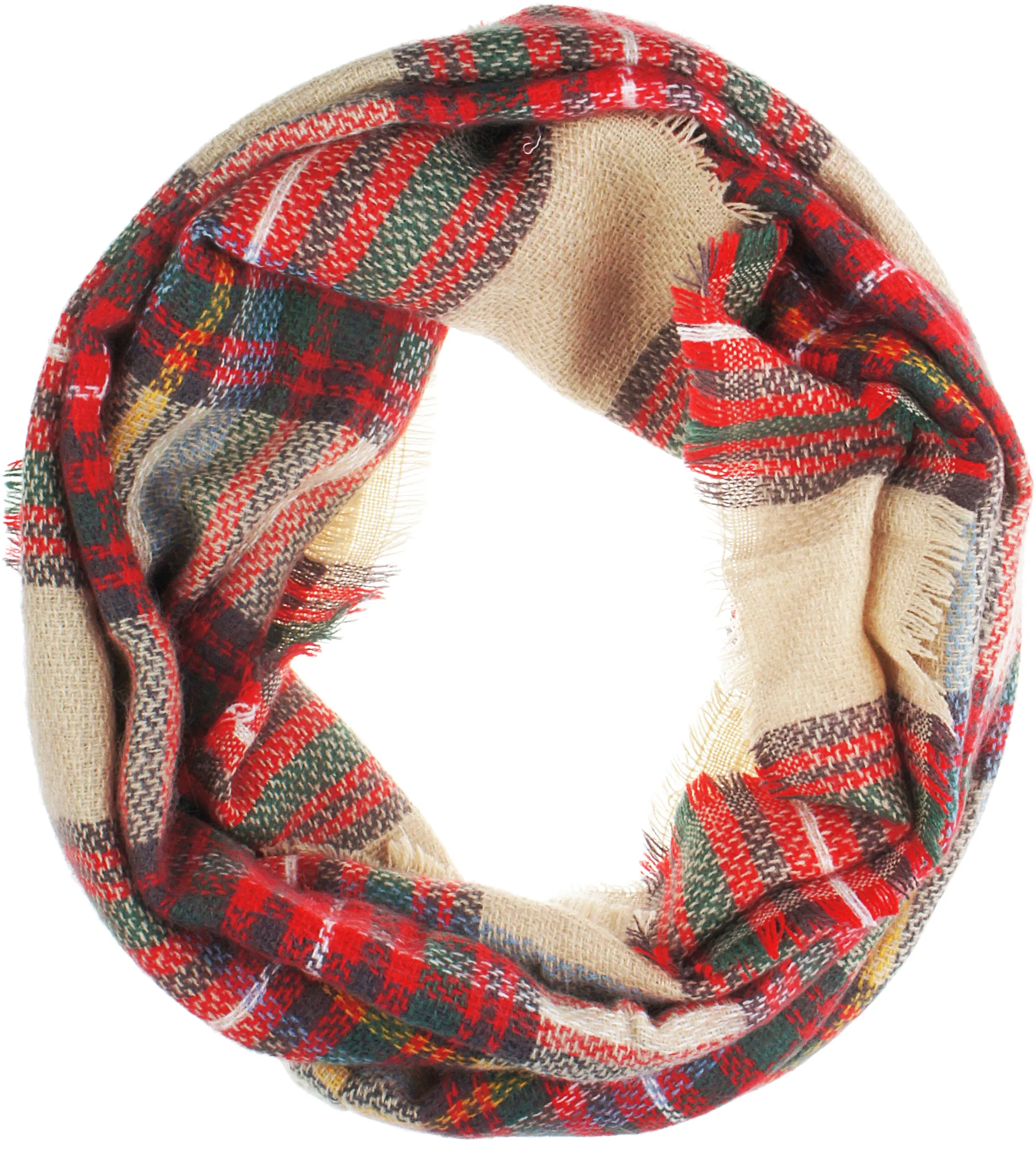 Womens Light Weight Plaid Tartan Winter Infinity Circle Loop Scarf