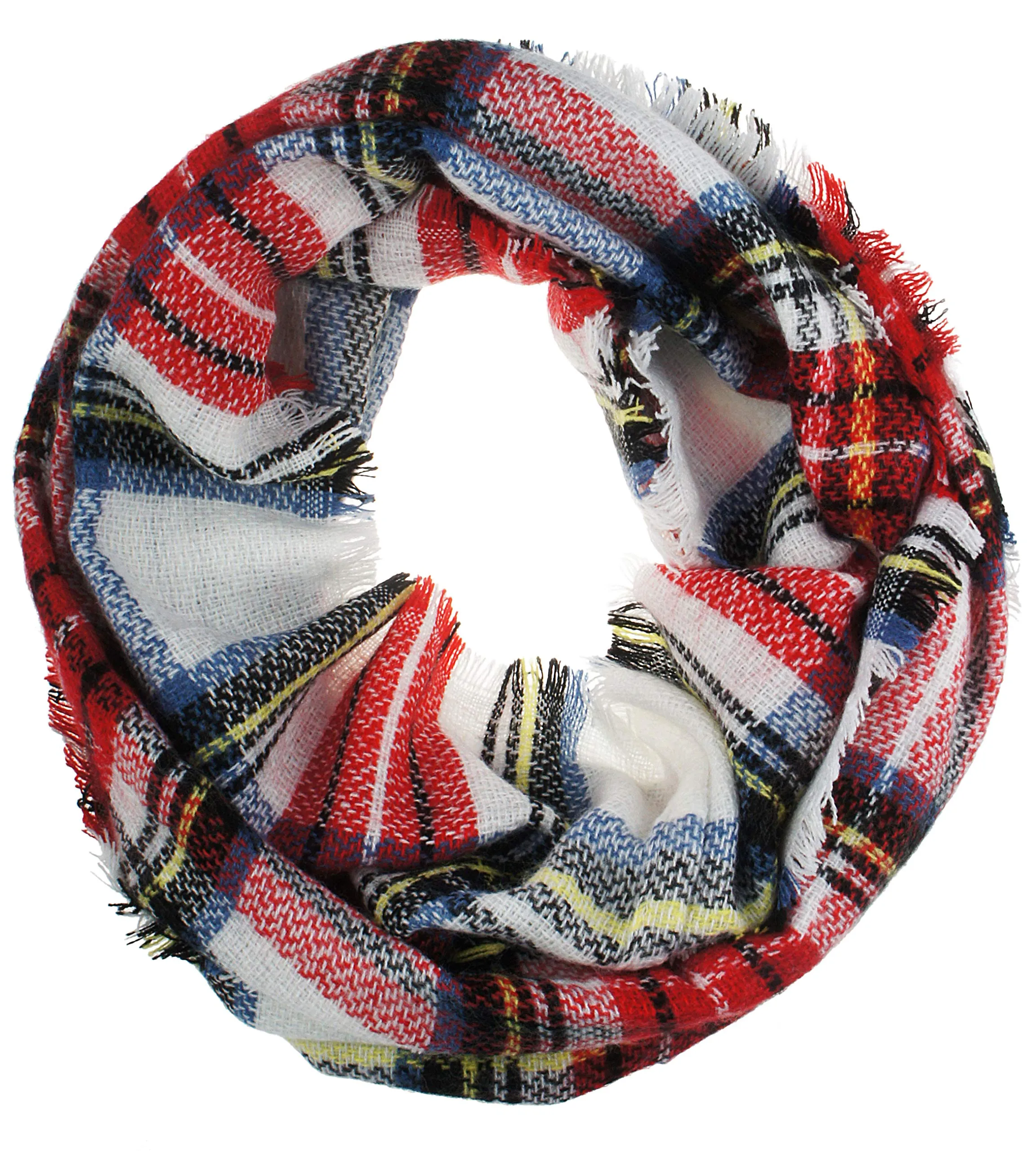 Womens Light Weight Plaid Tartan Winter Infinity Circle Loop Scarf