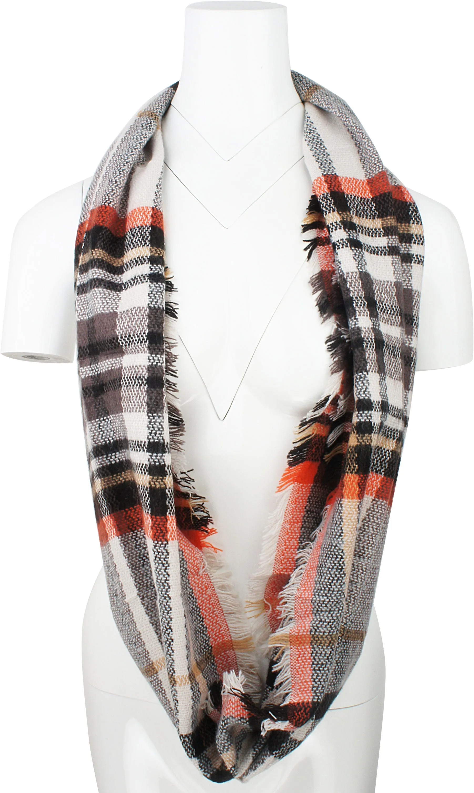 Womens Light Weight Plaid Tartan Winter Infinity Circle Loop Scarf