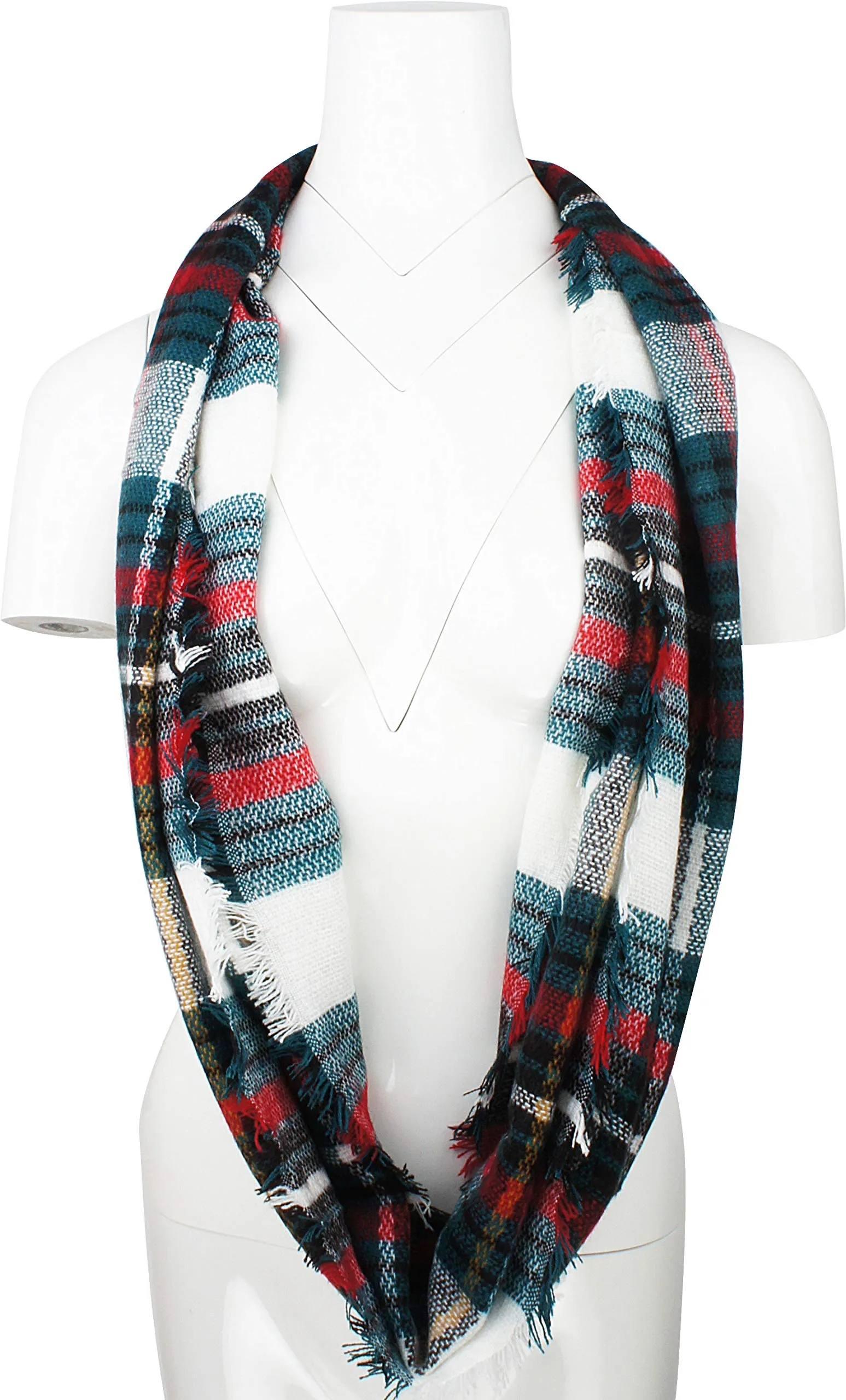 Womens Light Weight Plaid Tartan Winter Infinity Circle Loop Scarf