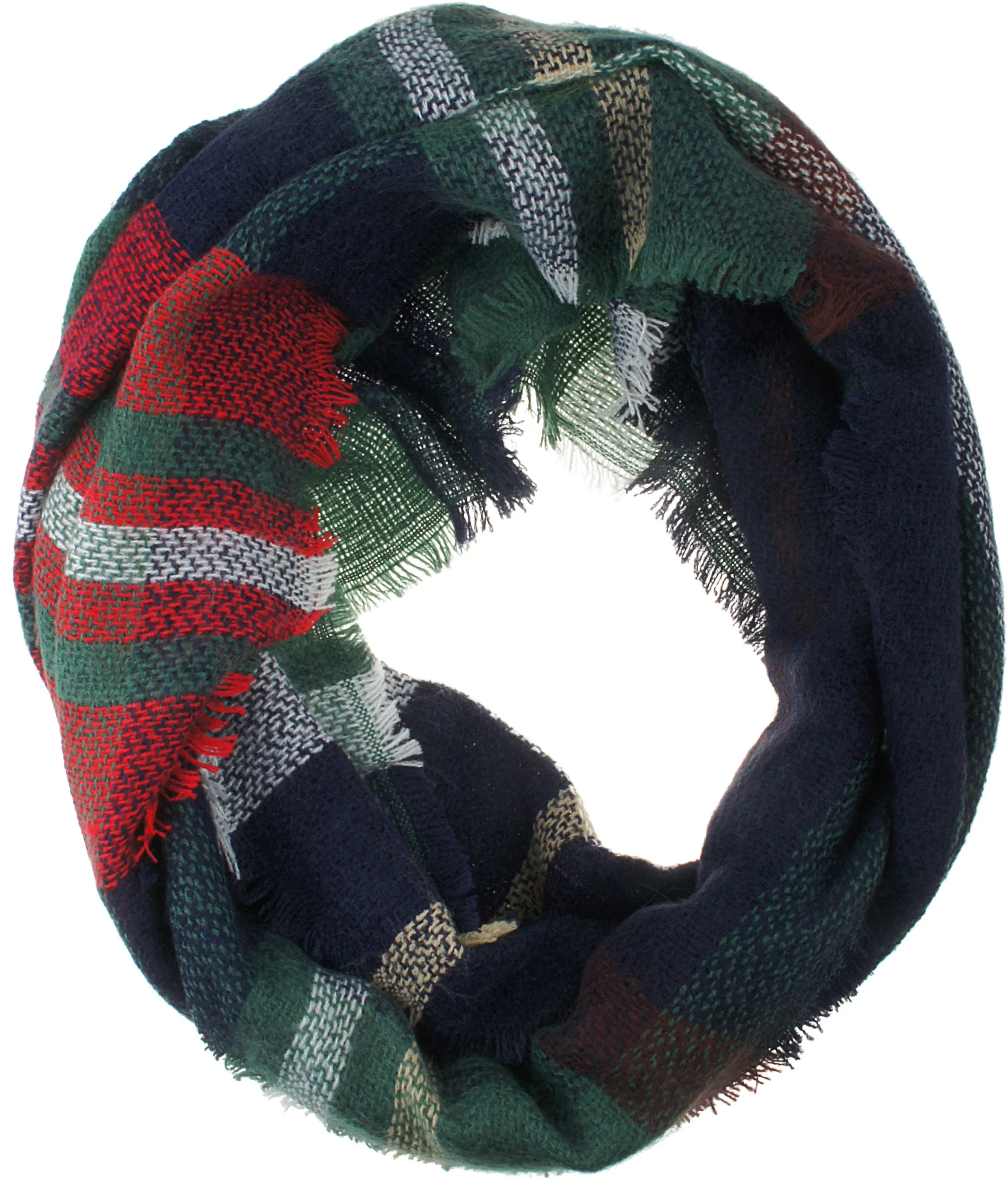 Womens Light Weight Plaid Tartan Winter Infinity Circle Loop Scarf