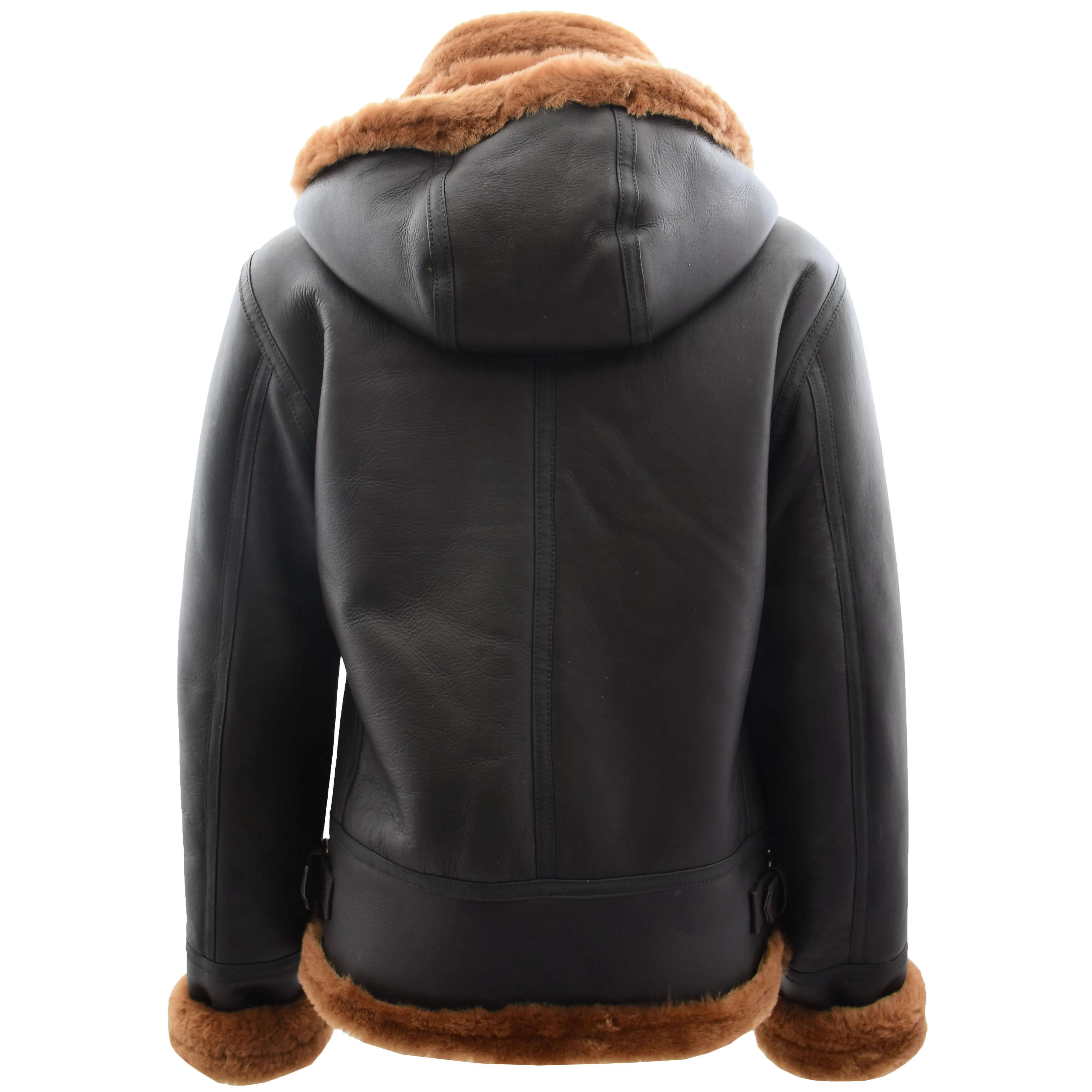 Womens Sheepskin B3 Detachable Hoodie Jacket Naomi Brown Ginger