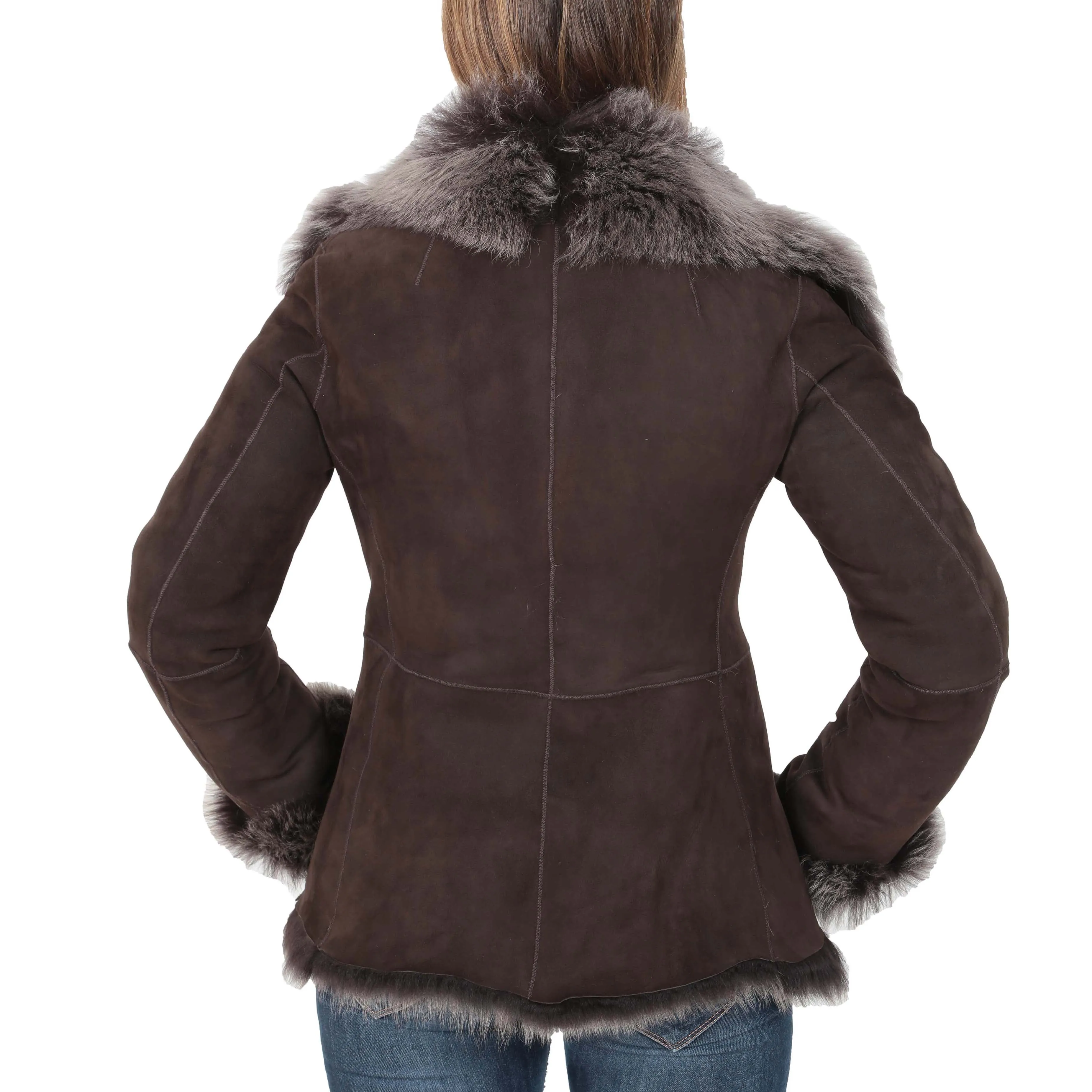 Womens Sheepskin Shearling Toscana Jacket Brown Brissa