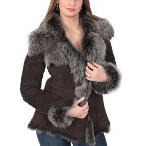 Womens Sheepskin Shearling Toscana Jacket Brown Brissa