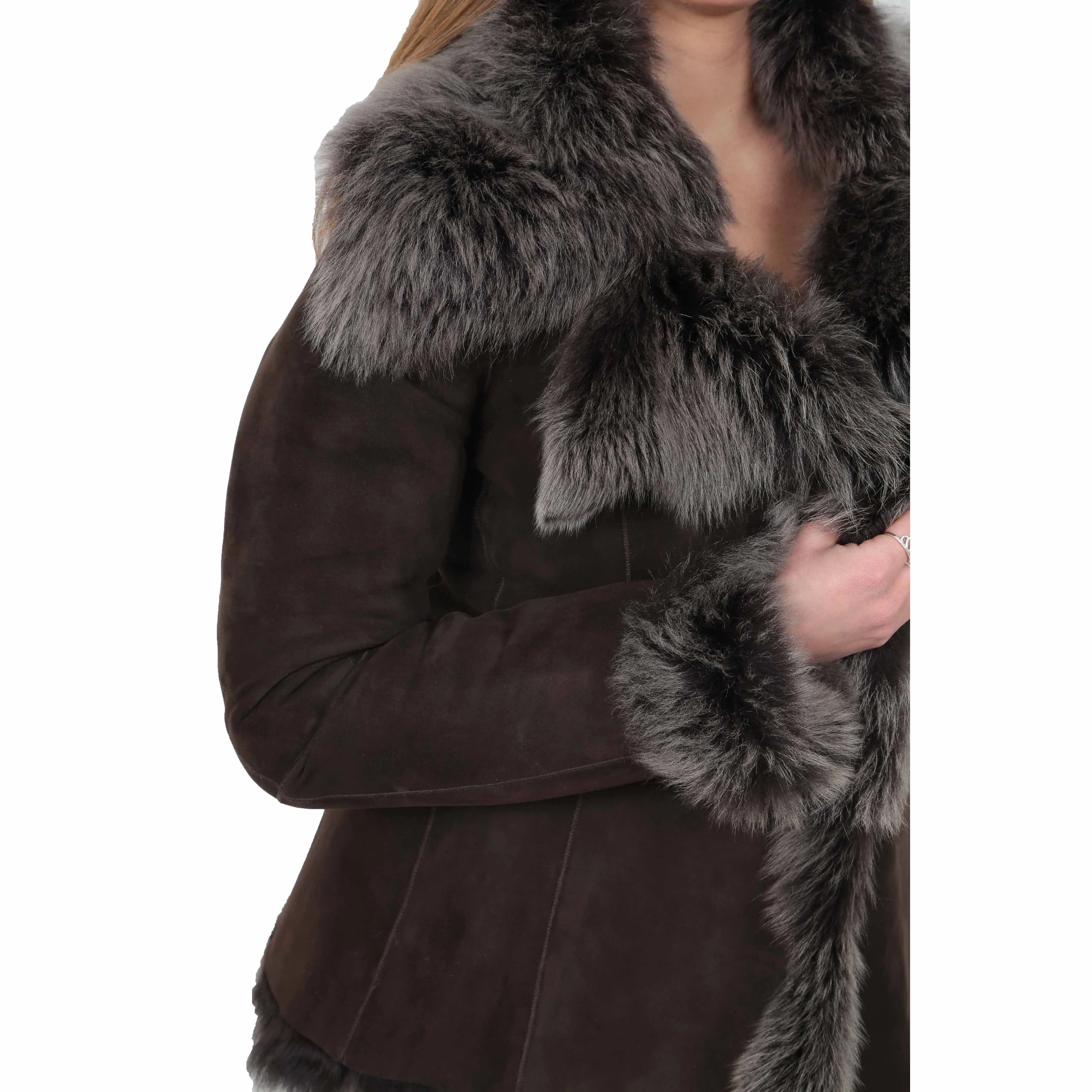 Womens Sheepskin Shearling Toscana Jacket Brown Brissa