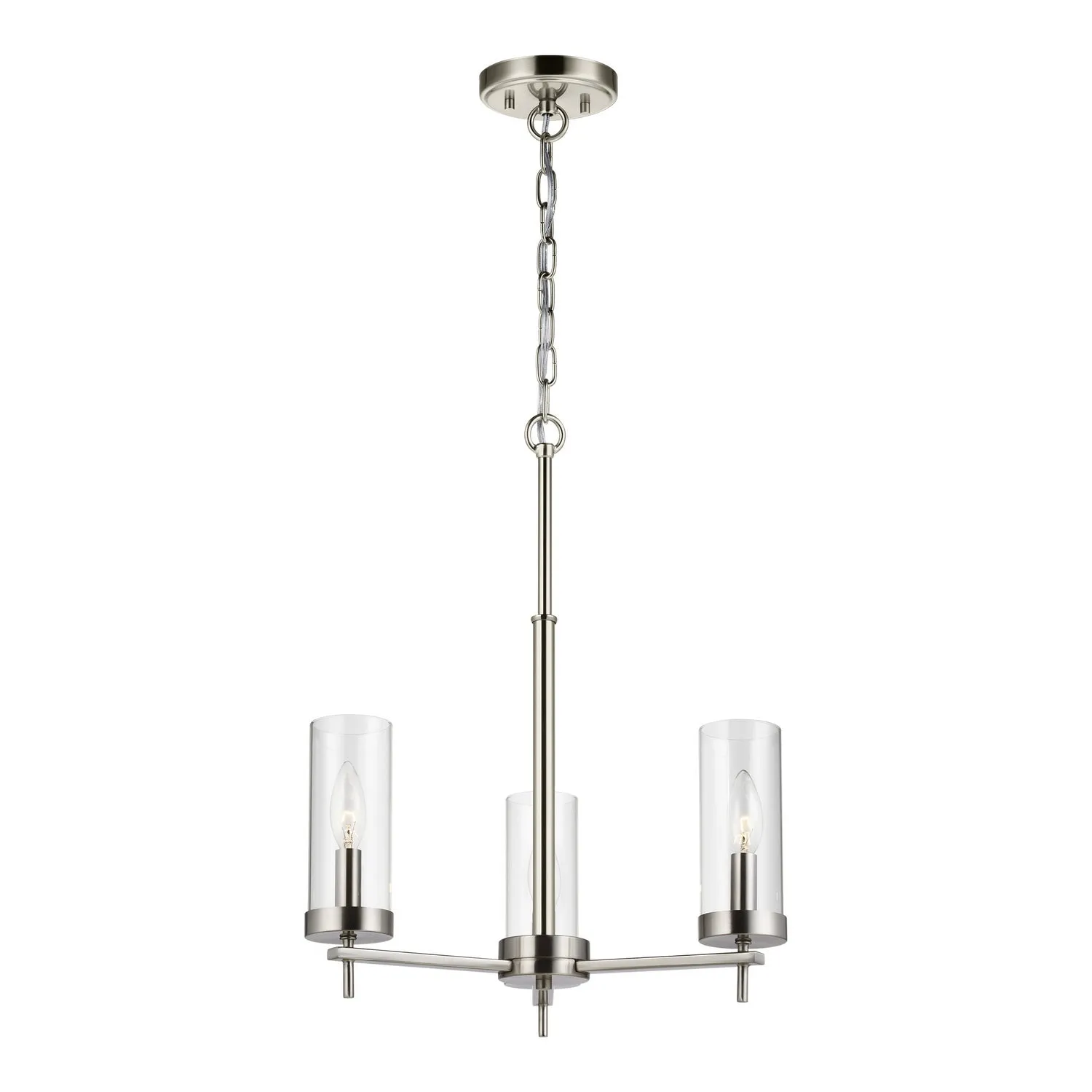 Zire 3-Light Chandelier in Brushed Nickel with Clear Glass