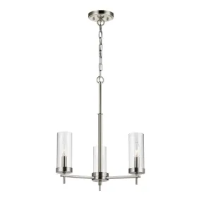 Zire 3-Light Chandelier in Brushed Nickel with Clear Glass